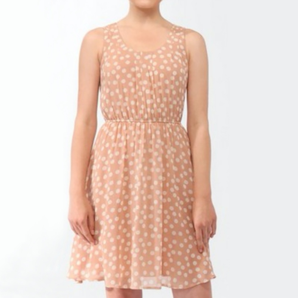 Pretty Pastel Pink Polka Dot Skater Dress Medium